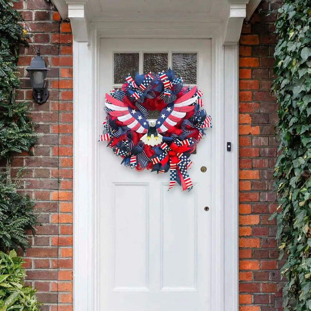 

American Flag Themed Wreath Patriotic American Eagle Wreath for Independence Day Day 4th of July Celebrations for Home