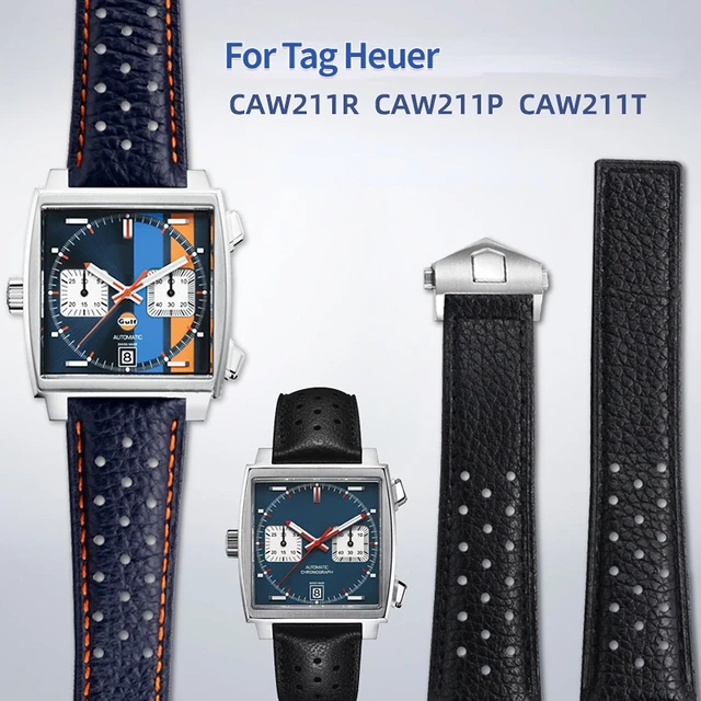 For TAG Heuer Monaco Watchband CAW211M 211P CAW211R 211T breathable 22mm Genuine Leather band Men s Folding buckle wrist strap AliExpress