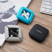 Multi Function Mobile Phone Data Cable Headphone Cable Winder Silicone Wire Take-up Storage Box(Black)
