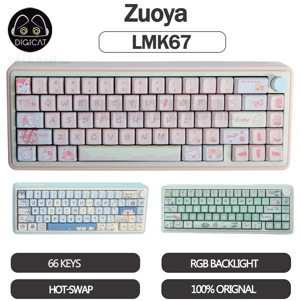 Zuoya LMK67 Mechanical Keyboard 3 Mode USB/2.4G/Bluetooth Wireless Keyboard 66Keys RGB Light Custom Gaming Keyboards For Pc Gift