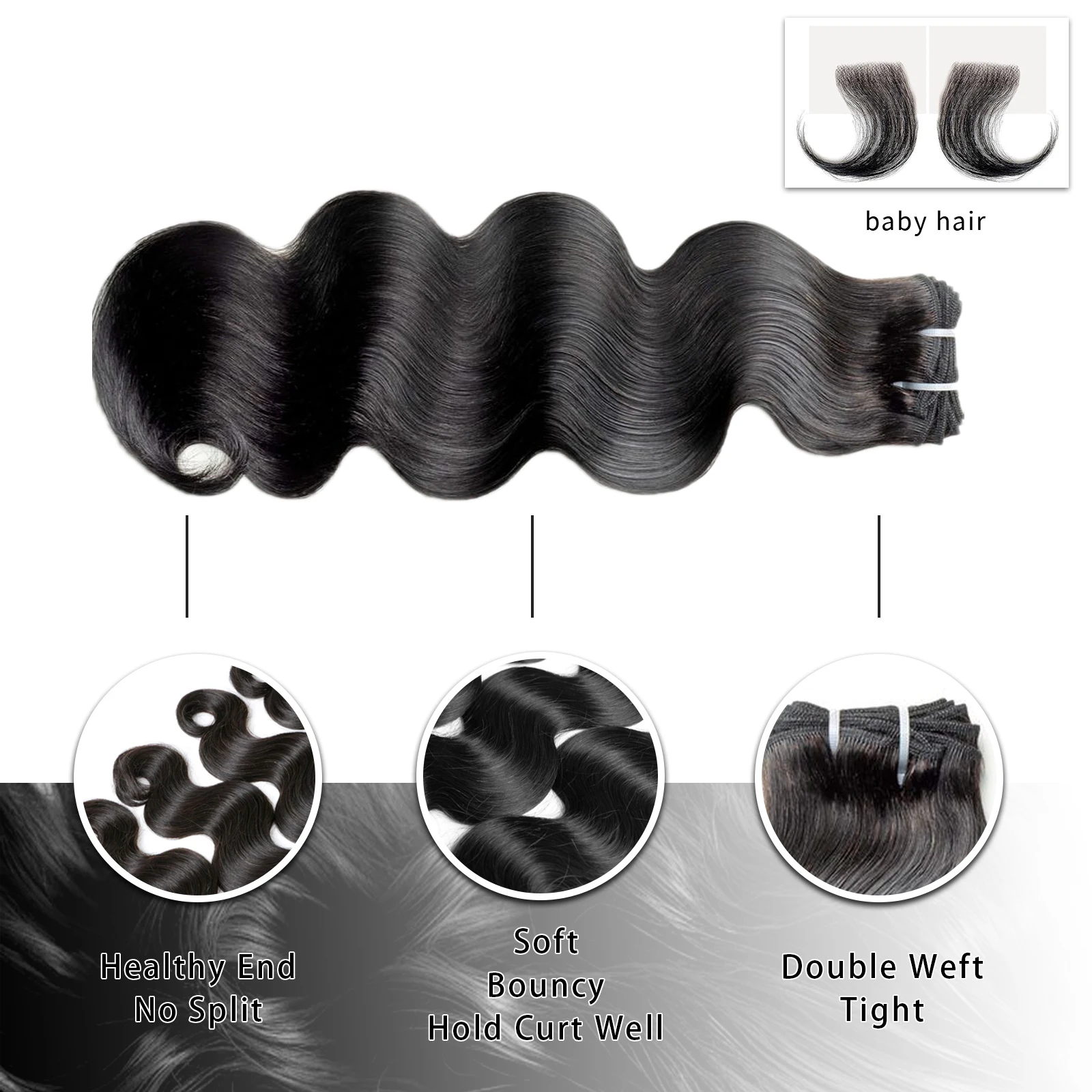 16A 30 นิ้ว Body Wave Human Hair Extensions 1/3/4/5 บราซิลผมน้ําหยักสานราคาถูกขายส่งสําหรับผู้หญิง