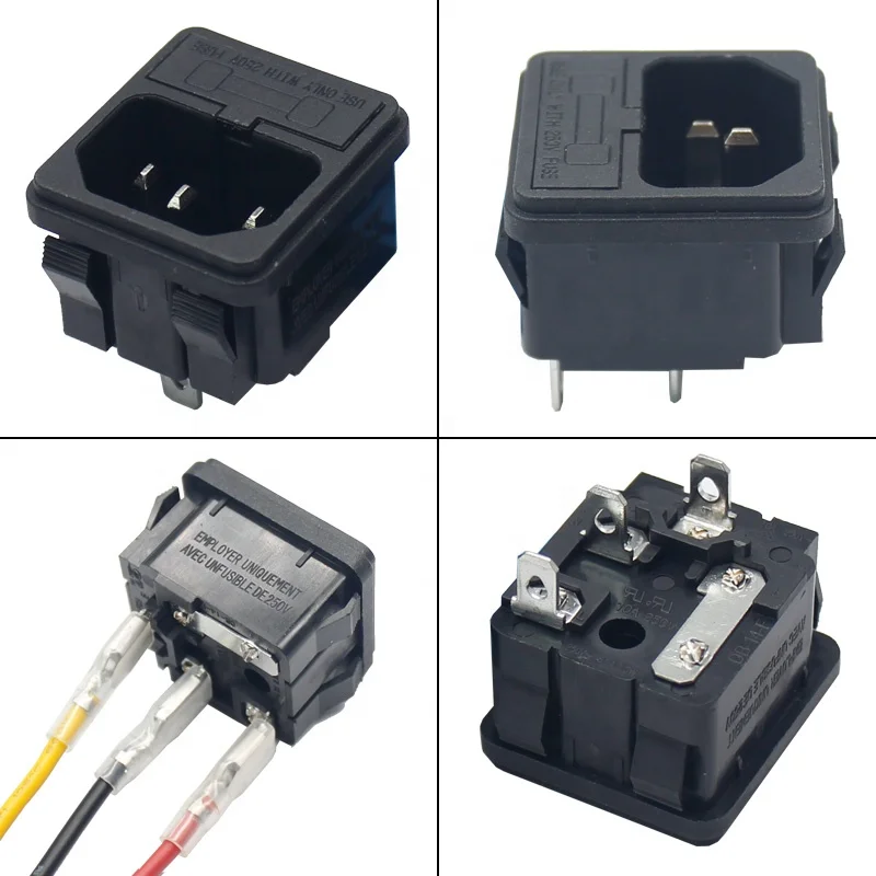10A 250V AC IEC 320 C14 AC Inlet Socket Snap In Power Adapter Fuse Holder C14 Socket