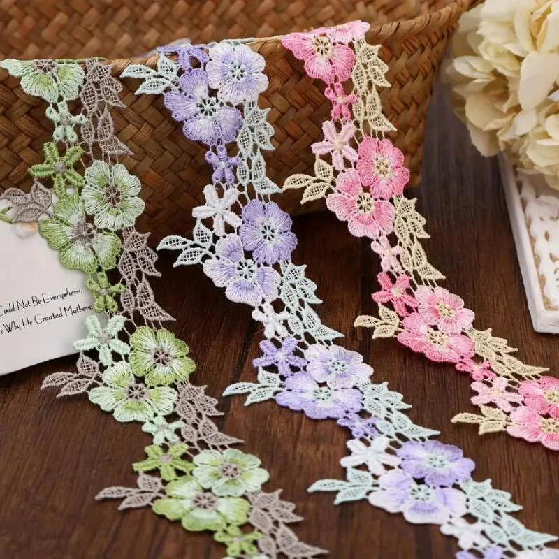 1 Yard Pink Purple Green Fluorescent Rose Venice Lace Various Skirts Bras Clothing Accessories 4.5CM Wide