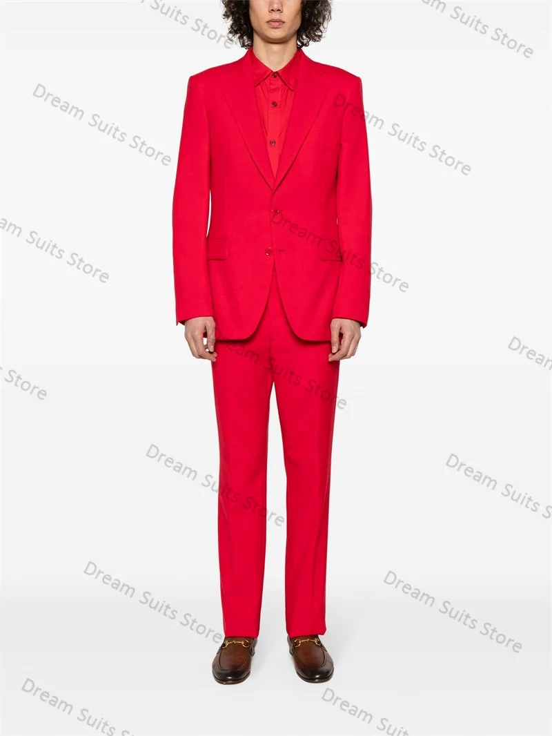 Ensemble de olympiques en coton rouge pour hommes, blazer et pantalon personnalisés, veste de bureau formelle, robe de Rhd'affaires, smoking de mariage, manteau masculin, automne, 2 pièces