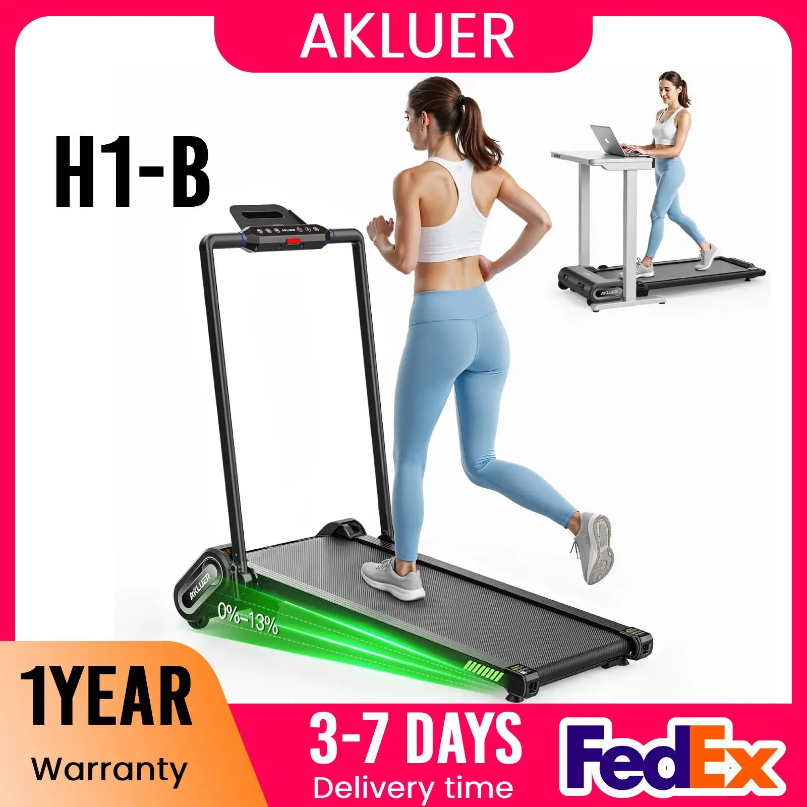 

Беговая дорожка AKLUER с автоматическим наклоном, портативная беговая дорожка для дома, 2,5 л.с., грузоподъемность 150 кг, LED-дисплей, пульт дистанционного управления