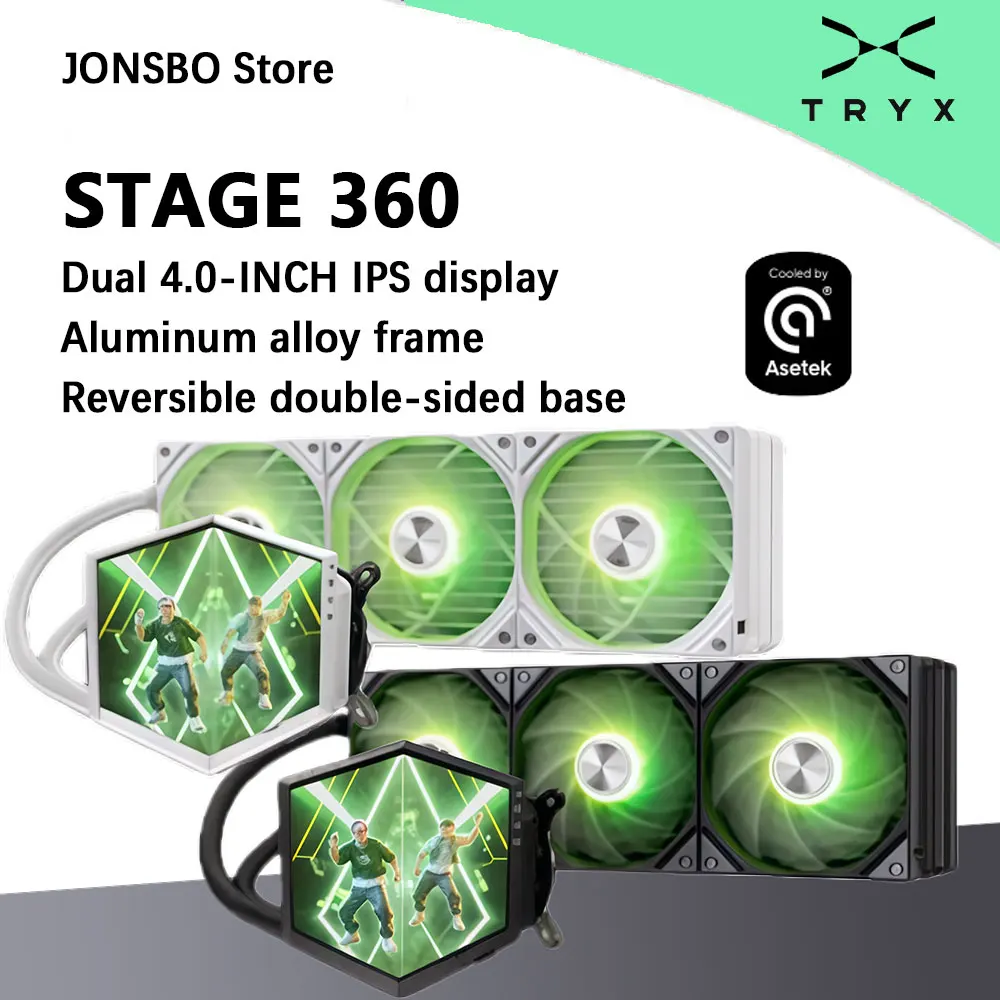 

TRYX STAGE 360 Универсальное водяное охлаждение Двойные 4,0-дюймовые большие экраны / Asetek / Несколько сценических режимов / Боковые панели из алюминиевого сплава