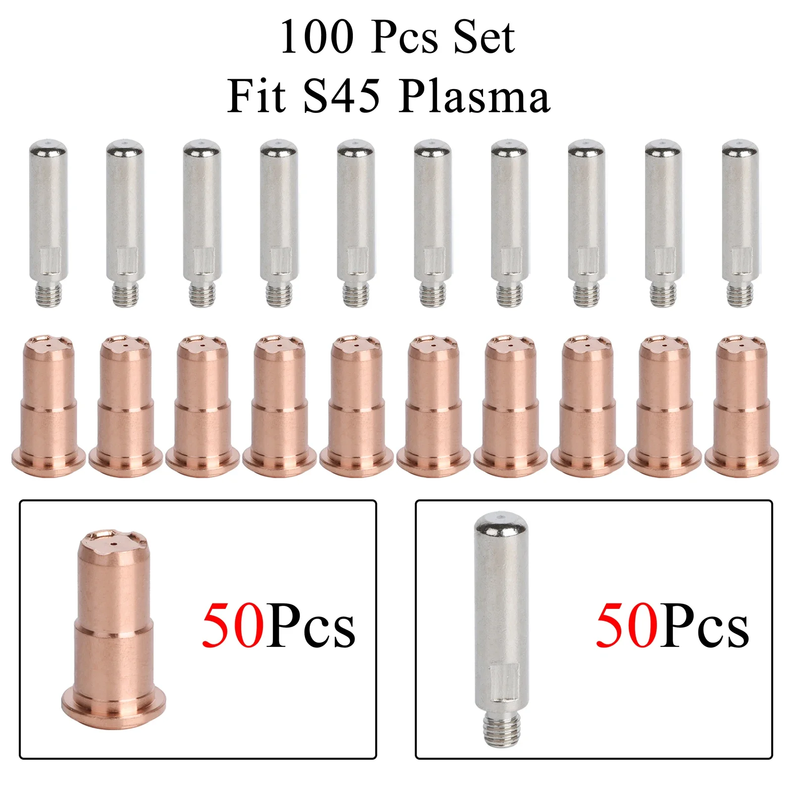 100Pcs S45 Electrode PR0106 Nozzle Tip PD0103 0.9mm Fit Plasma Cutter Torch Consumables