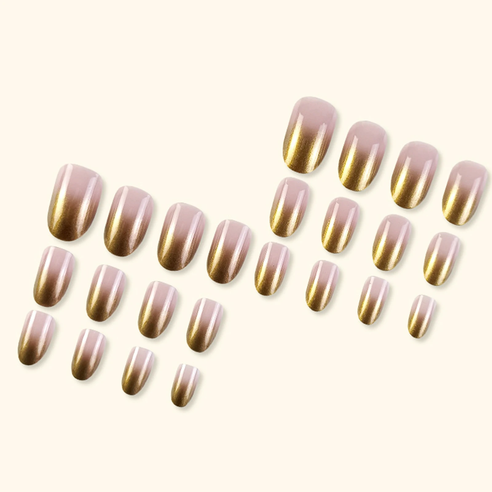 Gold Fake Nails with Gradients Design Chip-Proof Smudge-Proof Fake Nails for Stage Performance Wear