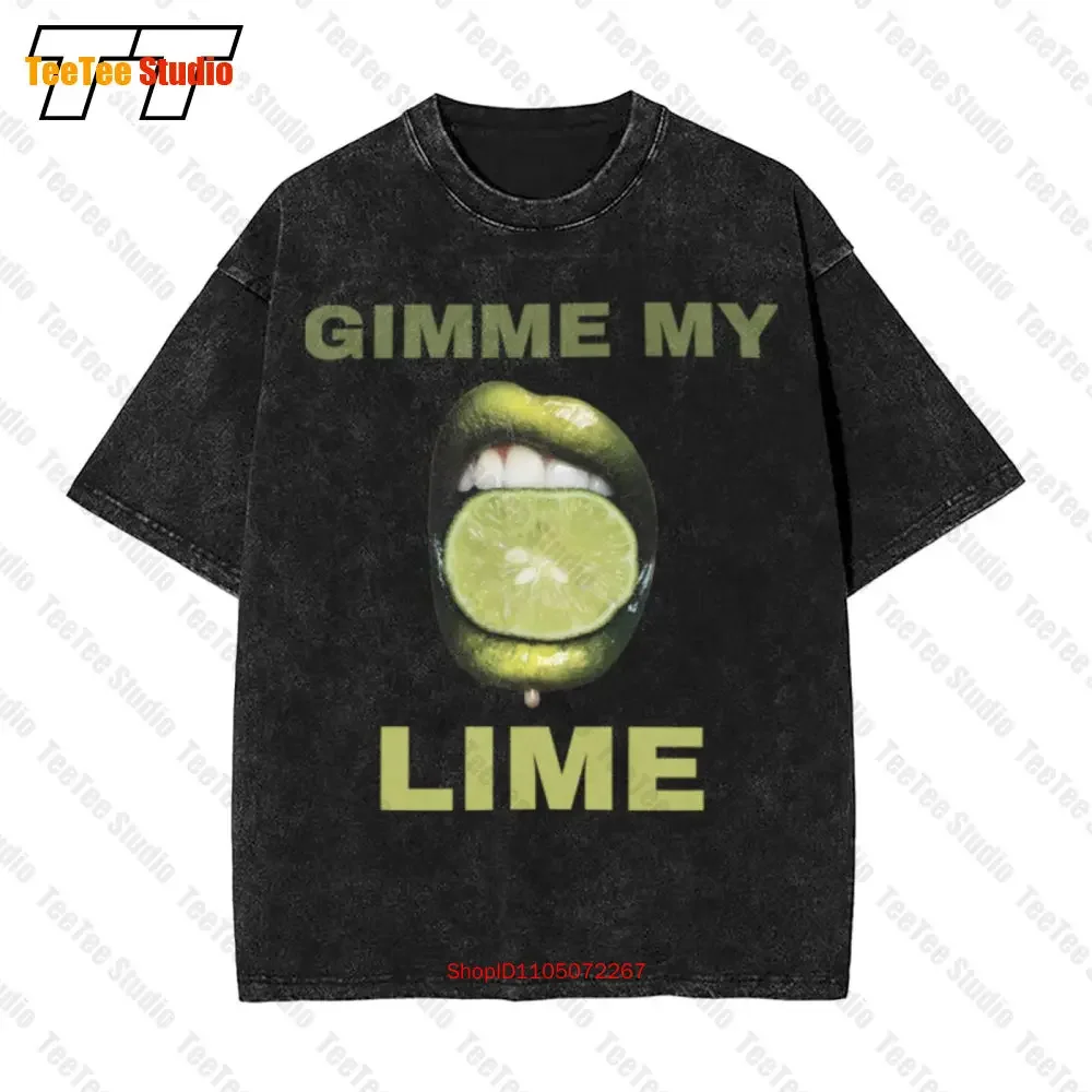 

Gimme My Lime Funny Lips Niche Meme Print Vintage Oversized T-Shirt BIB7