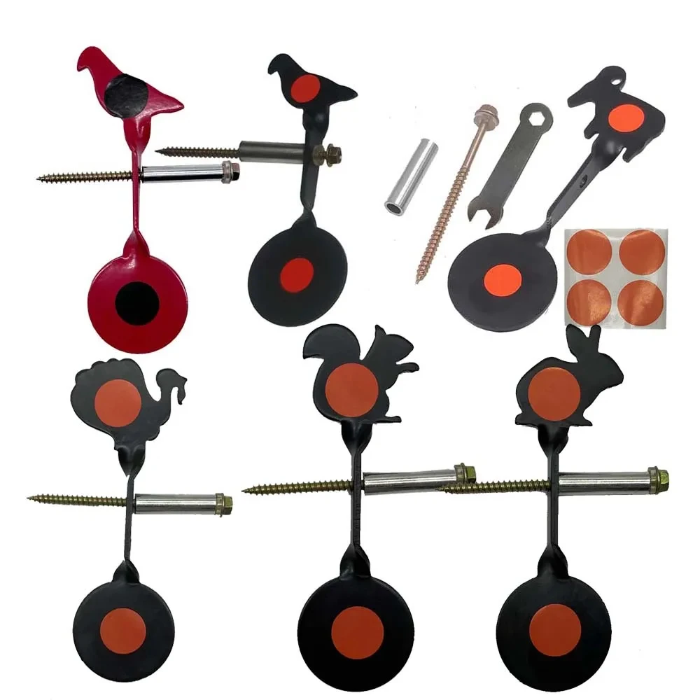 

Hunting and Shooting Steel Plinking Spinner Target Set Animal Pigeon Goat Red Black Simple Pack Slingshot Pneumatic Launcher