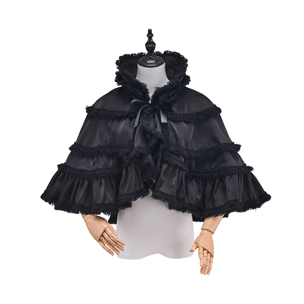 المرأة الفيكتوي خمر مساء شال كيب لطيف الكشكشة قصيرة أثيري عباءة الأميرة Capelet شالات الزفاف لفستان الزفاف #5