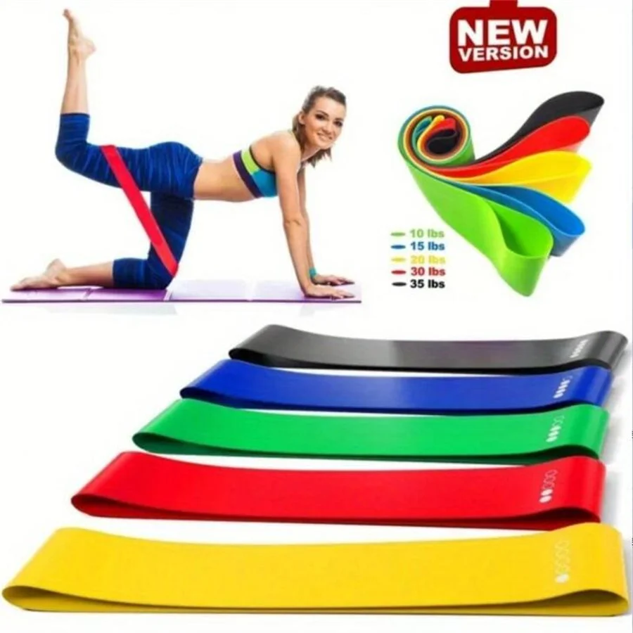 5pc Pack Yoga Elastic Resistance Band, Fitness Stretching Rope, Suitable For Hip Lifting, Body Shaping, Strength Training