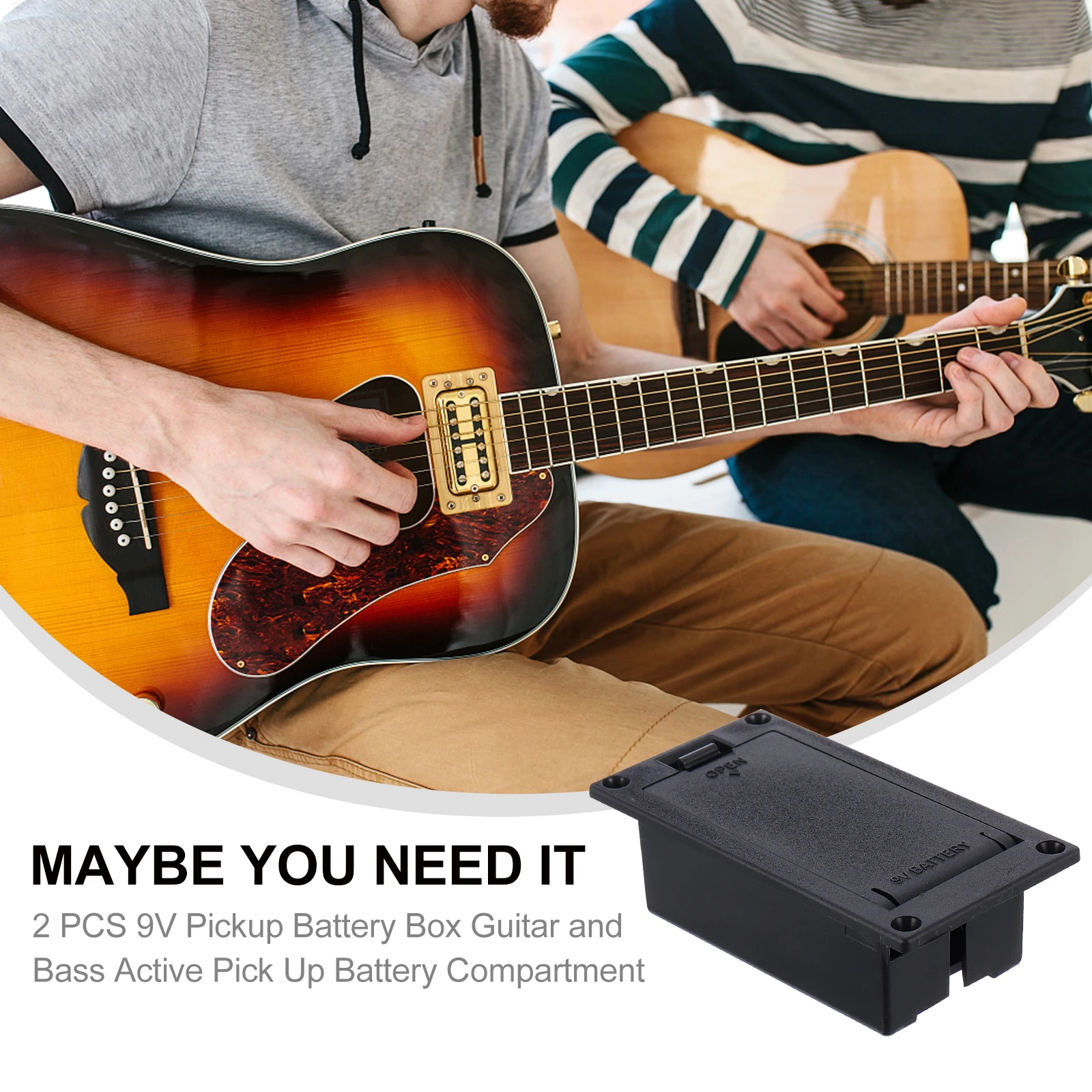 

2 PCS Bass Case Holder Pickups Plastic and Metal Compartment for Active Guitar