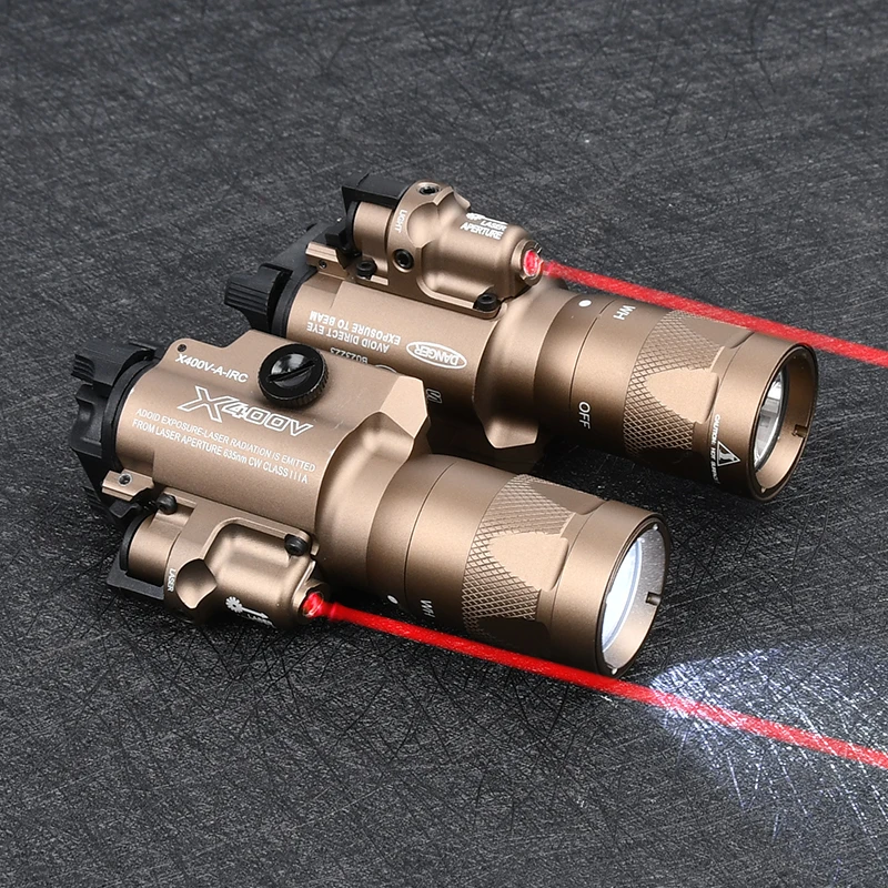 Surefir X400 X400V Strobe Tactical Flashlight Red Laser LED Scout Hunting Pistol light Fit 20mm Picatinny rail Accessories