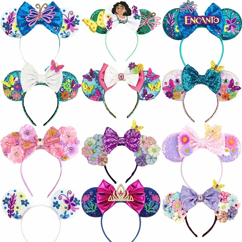 

Disney Encanto Ears Headbands for Kids Girls Isabela Mirabel Bows Headwear Mickey Mouse Hairbands Women Adults Hair Accessories