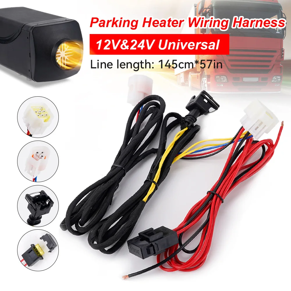 

12V24V Universal Black Plug Parking Heater Accessory Wiring Harness Connect The Main Board Switch Oil Pumpstart Power Supply
