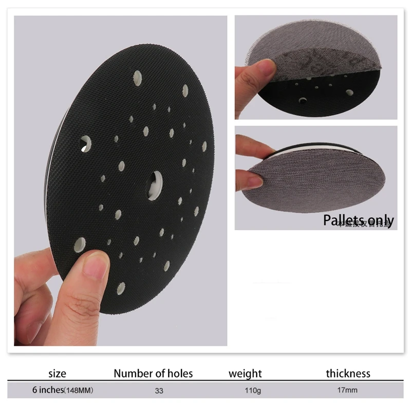 6 Inch 150Mm 33-Hole Dust-Free Soft Back-Up Sander Pad Grinding Pad For Hook&Loop Sanding Discs For FESTOOL Grinder