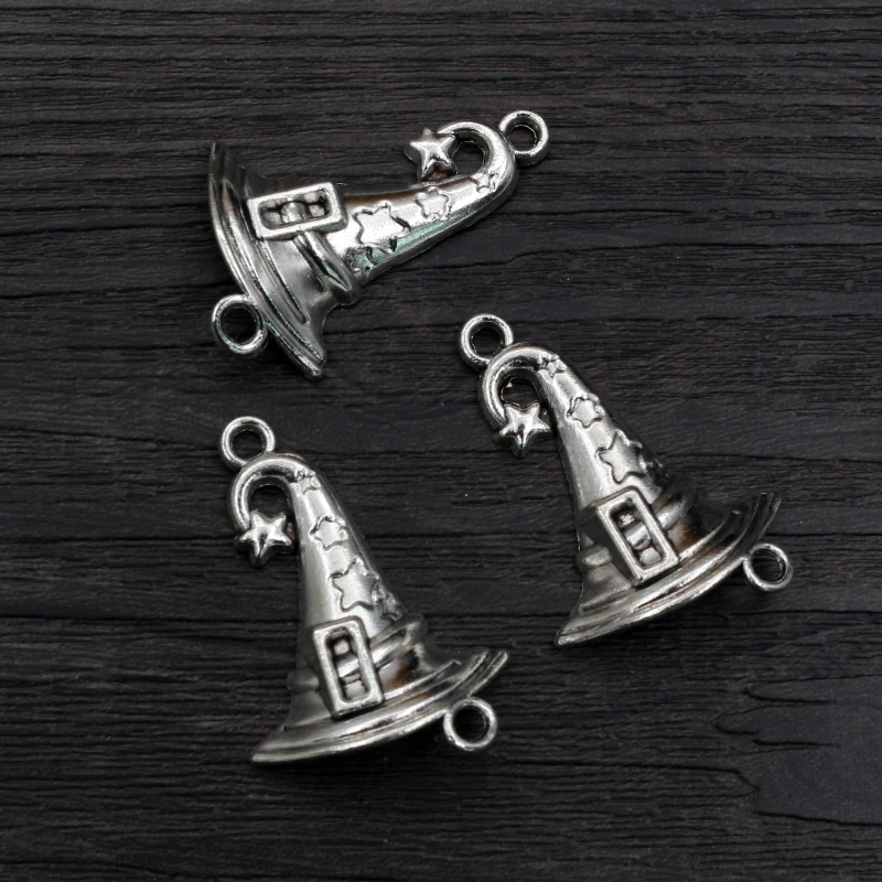 36x28mm 5pcs Antique Bronze Silver Plated Magic Hat Handmade Charms Pendant:DIY for bracelet necklace