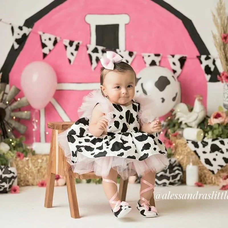 Baby Cow Tutu Skirted Romper For Birthday Party Infant Cowgirl Costume