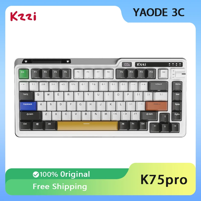 

Kzzi K75Pro Keyboard Wireless Bluetooth 2.4G Tri Mode Keycaps PBT RGB Backlight Hot Swap 82 Keys Mechanical Gaming Keyboard