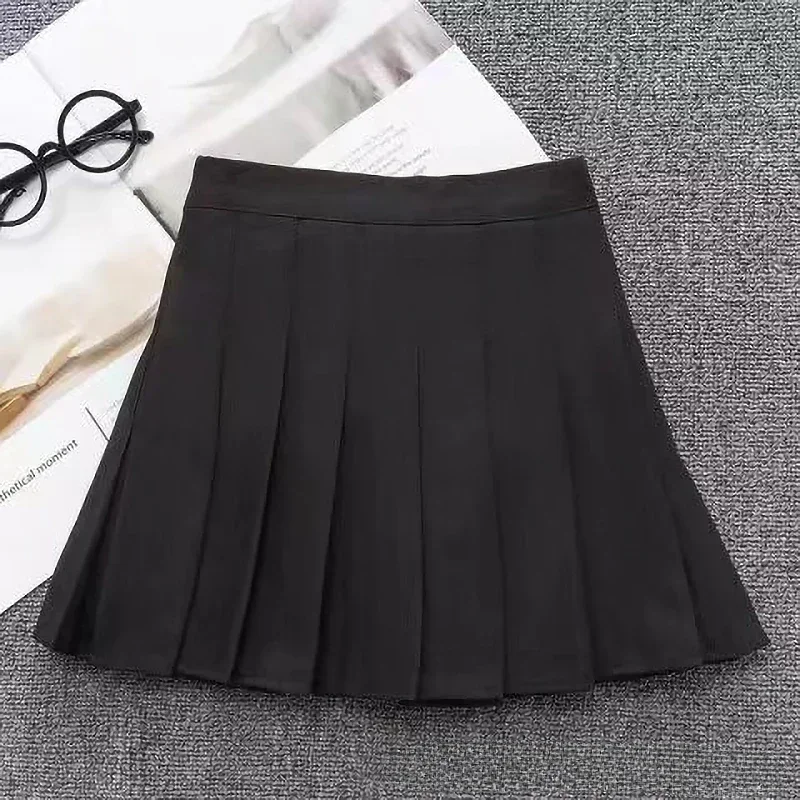 2024 School Girls A-Line Pleated Skirts Elastic High Waist School Uniform Skirt Korean Kids Casual Skirt Shorts 4-10 Years