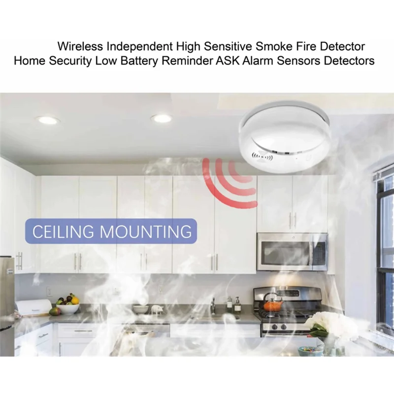 

APPLIA-Wireless 433Mhz Smoke Alarm Detector Fire Protection Sensors Alarm Work With Tuya WIFI GSM Home Security Systems