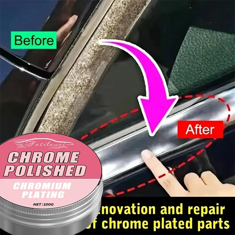 Chrome Plated Restoration Paste | Chrome Polishing Compound for Car Door Handles and Windows | Oxidation Removal Paste for Vehic
