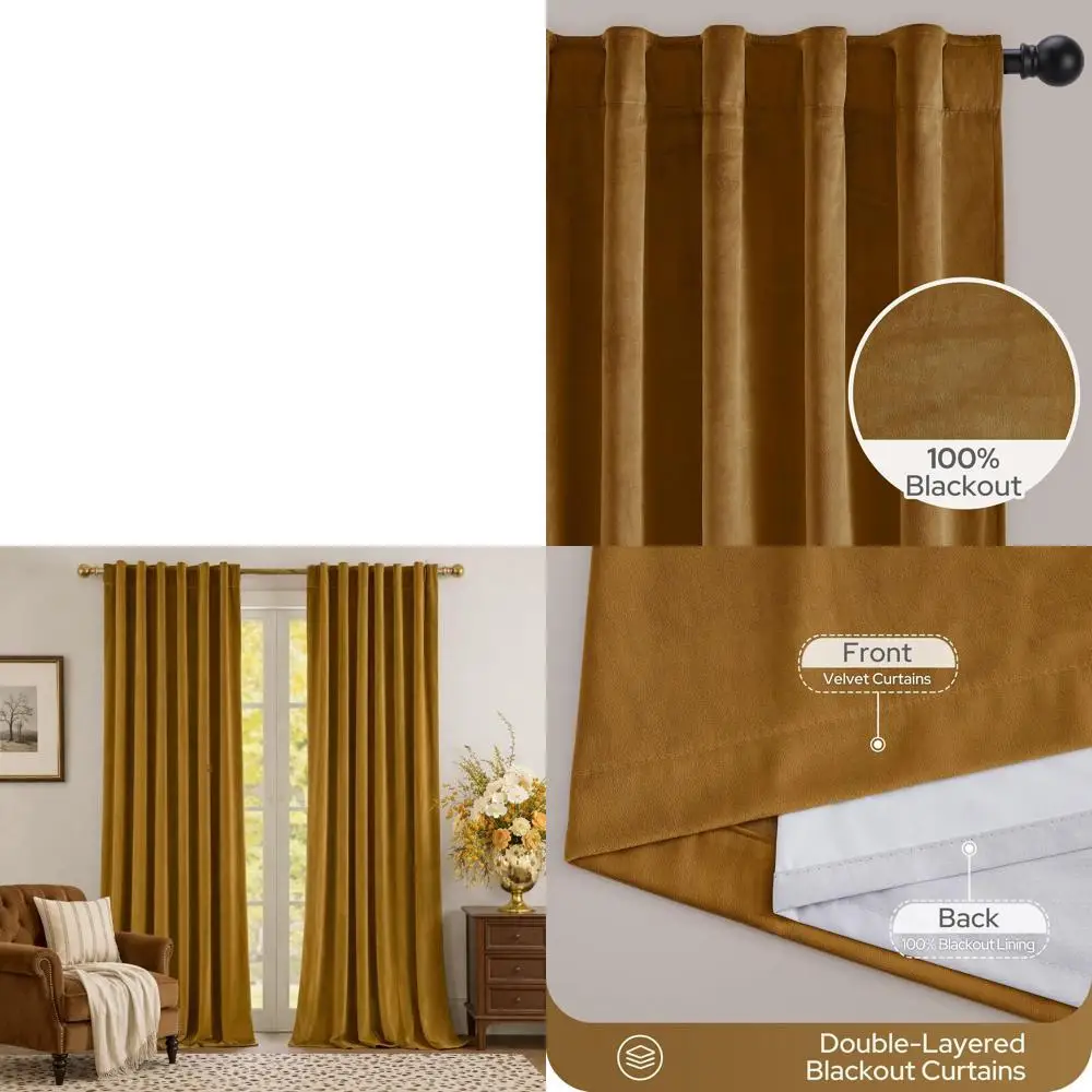 

Термоизолирующие черные бархатные шторы, винтажная роскошь для зимы, 52x84 дюйма, комплект из 2 панелей