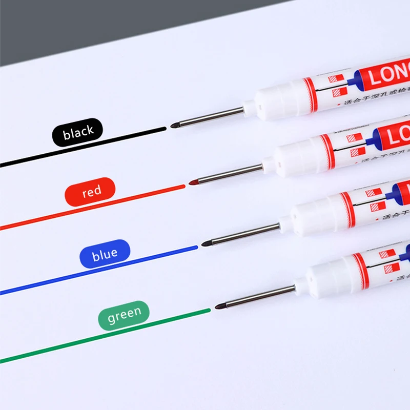 浴室装飾用ロングインクヘッドマーカー、多目的深穴マーカーペン、赤、黒、青、白、木工