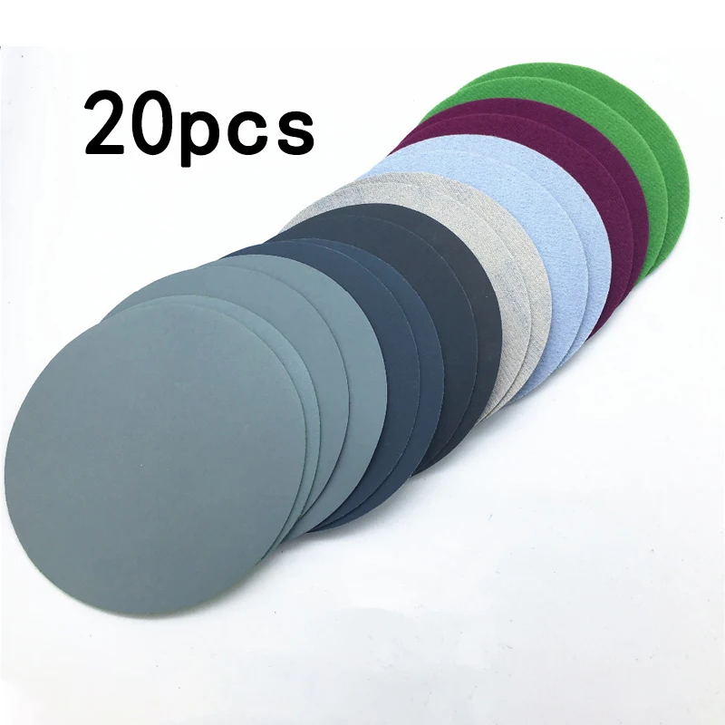 20pcs 75mm 3Inch 800/1500/2000/3000 Grits Wet Dry Sanding Discs Round Sandpaper Discs Hook Loop Sand Sheets Sander Pads Tools