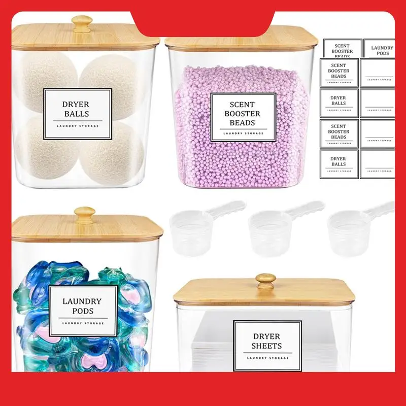 

3+ 1 Pack Large Laundry Pods Container,Clear Laundry Room Organization Containers Laundry Detergent Powder Storage