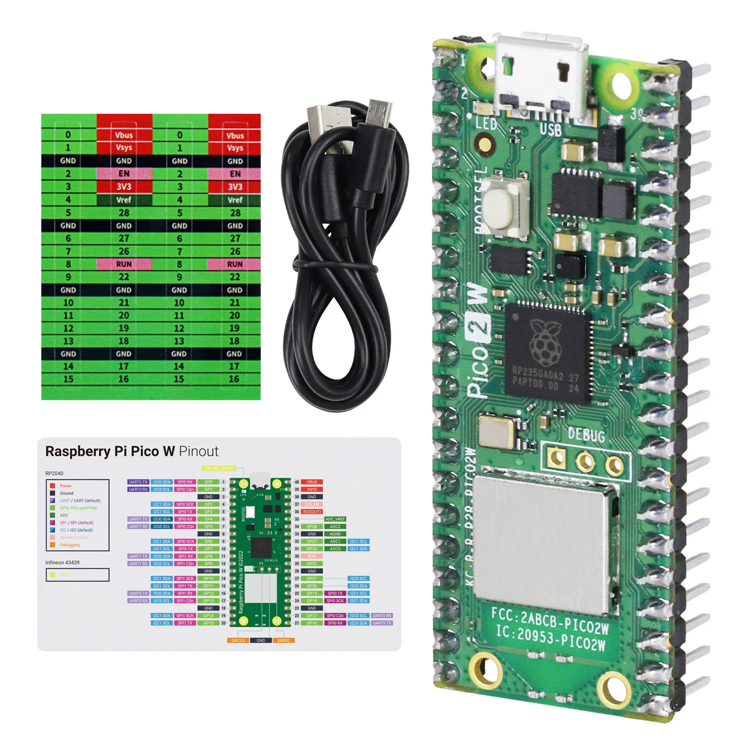 Freenove Raspberry Pi Pico 2 W Pre-Soldered Header, Dual-architecture Dual-core 32-bit 150 MHz, Python C Java, Projects Tutorial