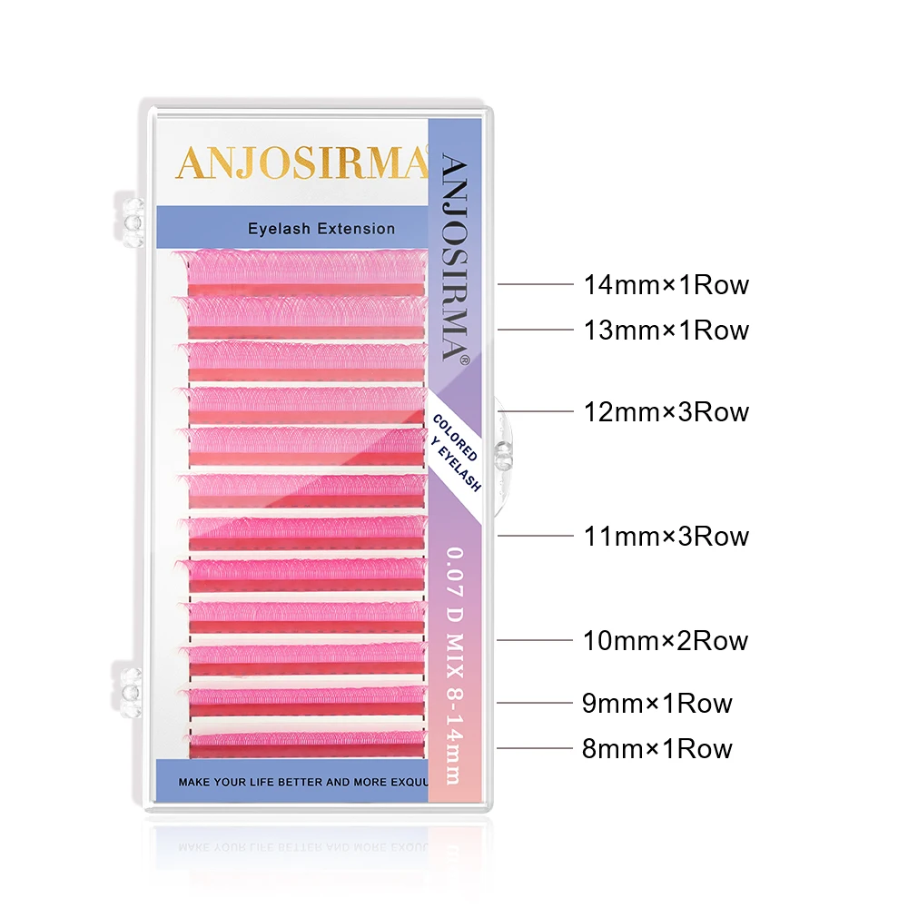 ANJOSIRMA 2D YY Shaped colorful eyelash extension natural soft Brown False eyelashes automatic blooming professional lashes