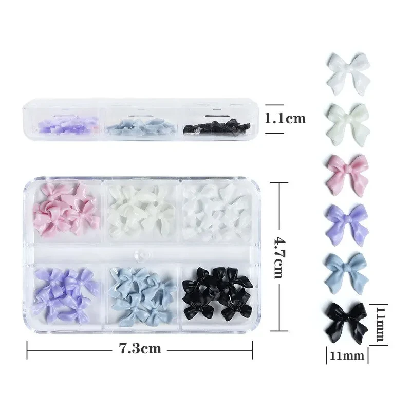 30pcs Kawaii Mini Bow 3D Cute Nail Art Decorations Matte Butterfly Nails Charms Designs DIY Resin Nail Accessories