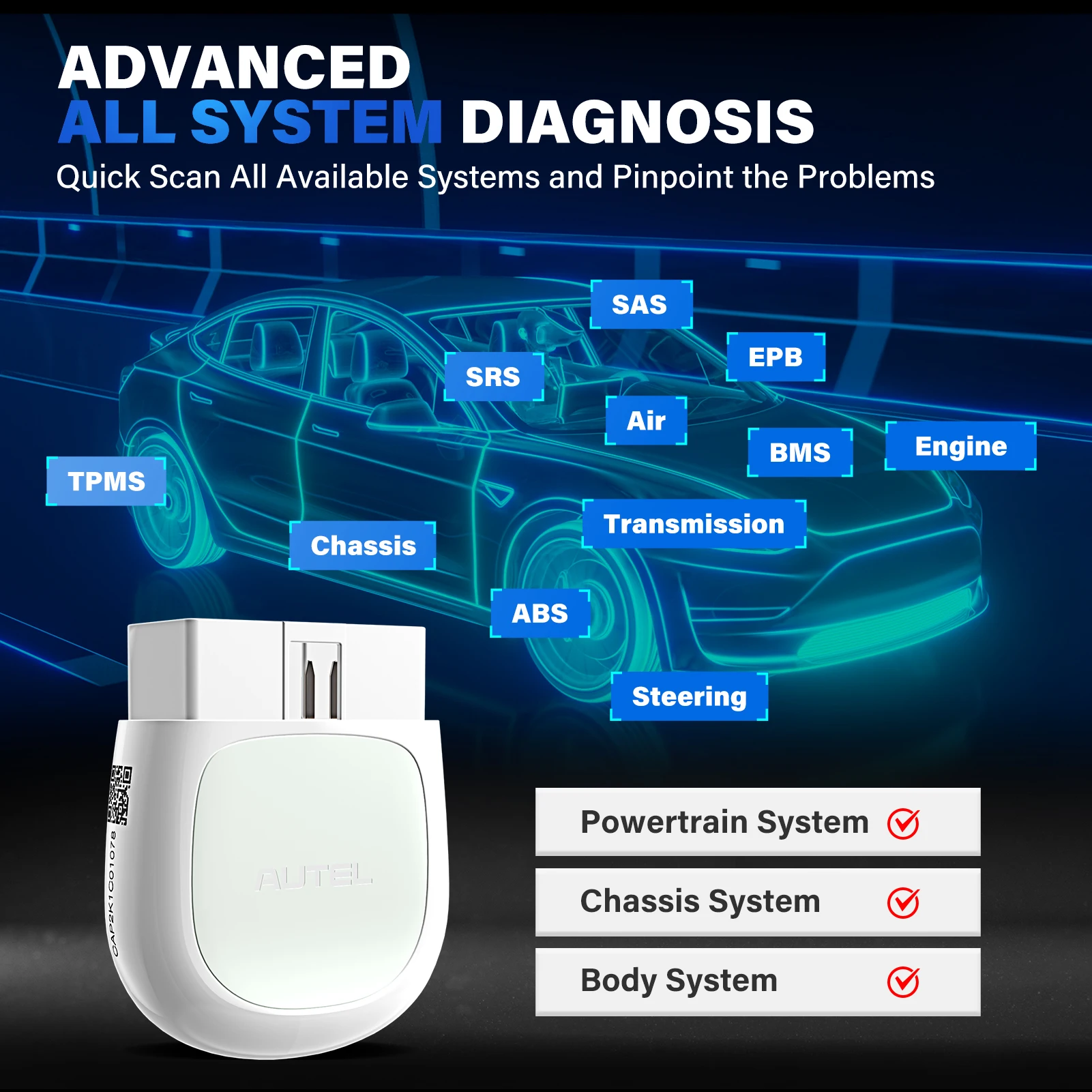 Autel MaxiAP AP200H Engine/Tran/ ABS/ SRS System Diagnostic Tool with Oil/BMS Reset Service OBD2 Scanner AP200 H Health Reports