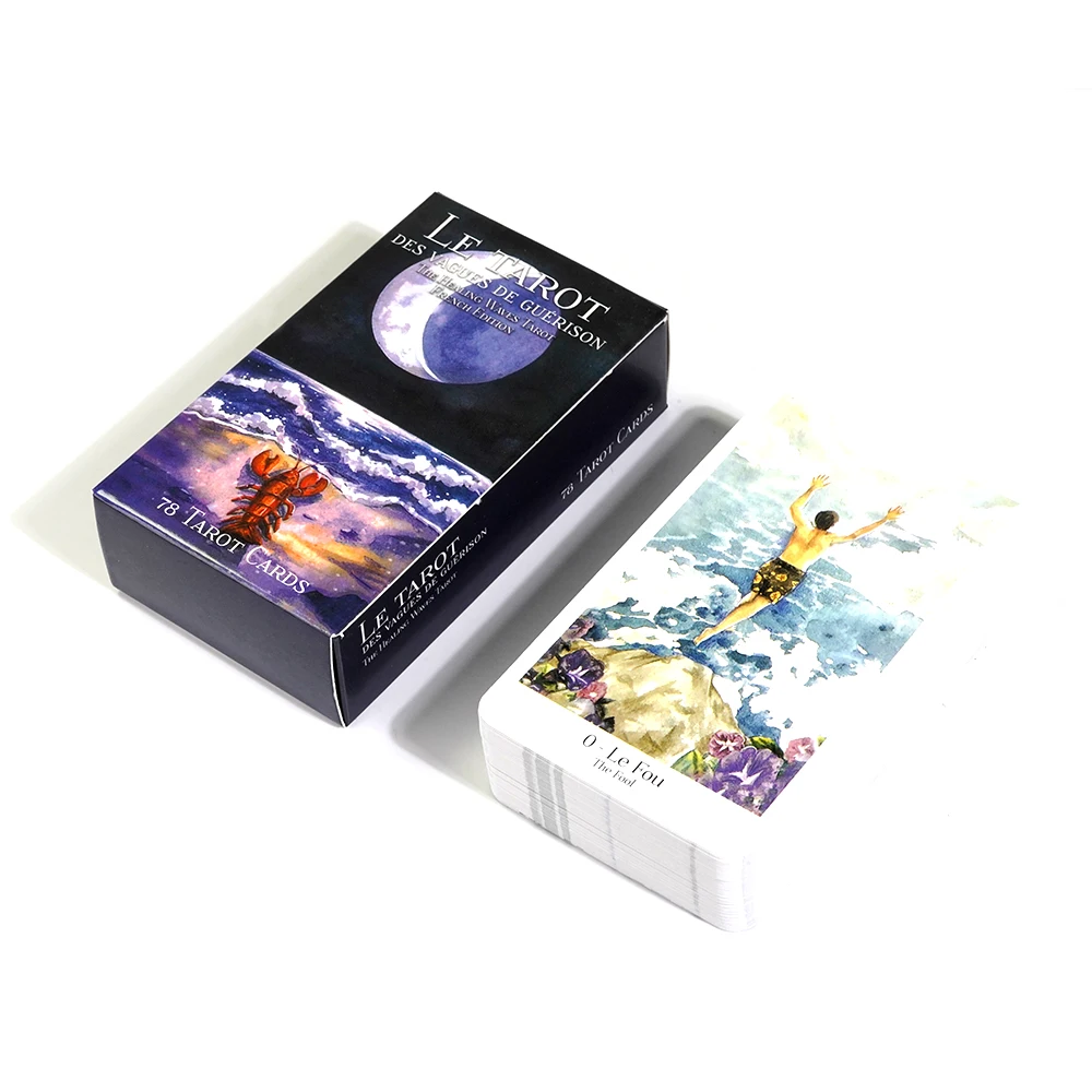 Healing Sea Tarot Card With Meaning Cards, Portable Size Divination Cards Party Game, Fortune Telling Board Game