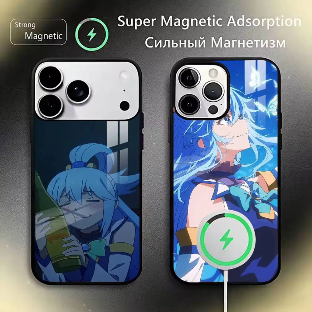 

KonoSuba Aqua Phone Case Magnetic with Magsafe Wireless Charging For iPhone17,16,15,14,13,12,11 Plus,Pro