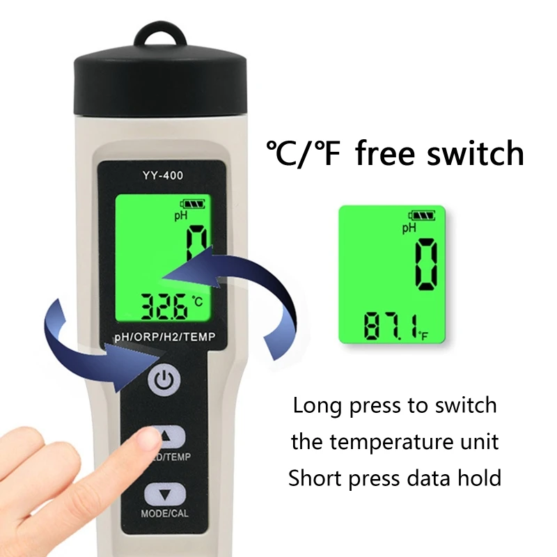 4-in-1 PH Meter Tester Digital Water Quality Test Meter pH ORP TEMP Test Pen High Accuracy for Drinking Water