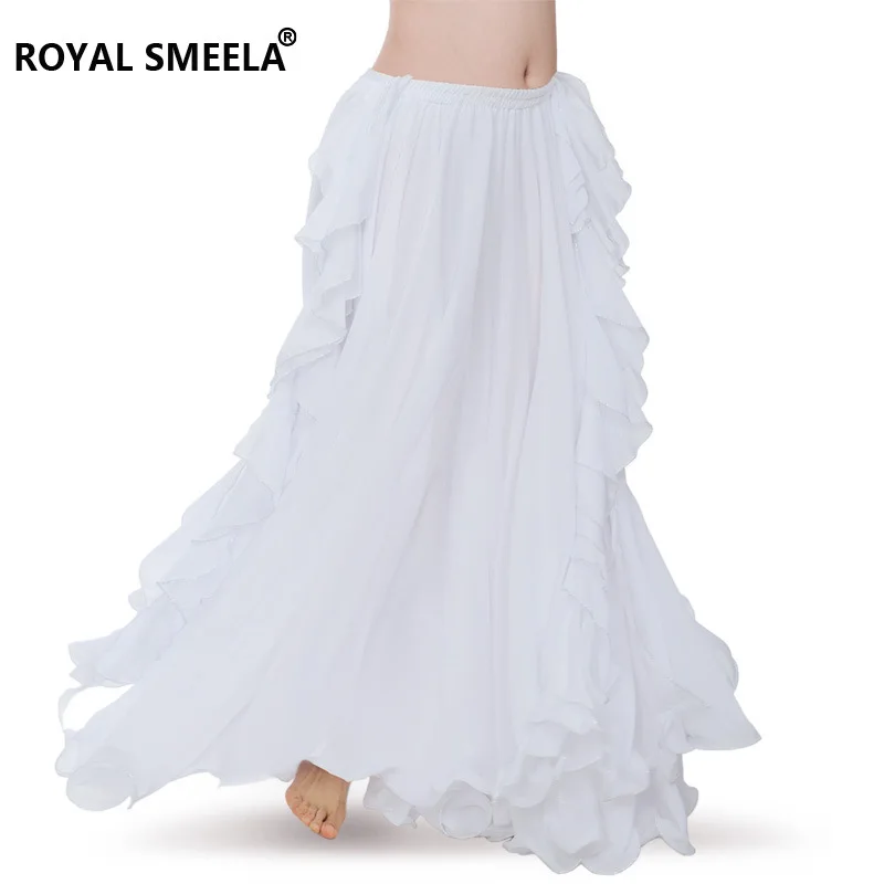 

Belly Dance Chiffon Curled Leaf Double Slit Ear Skirt High Slit Dance Skirt Adult Women Performance Practice Spanish Skirt