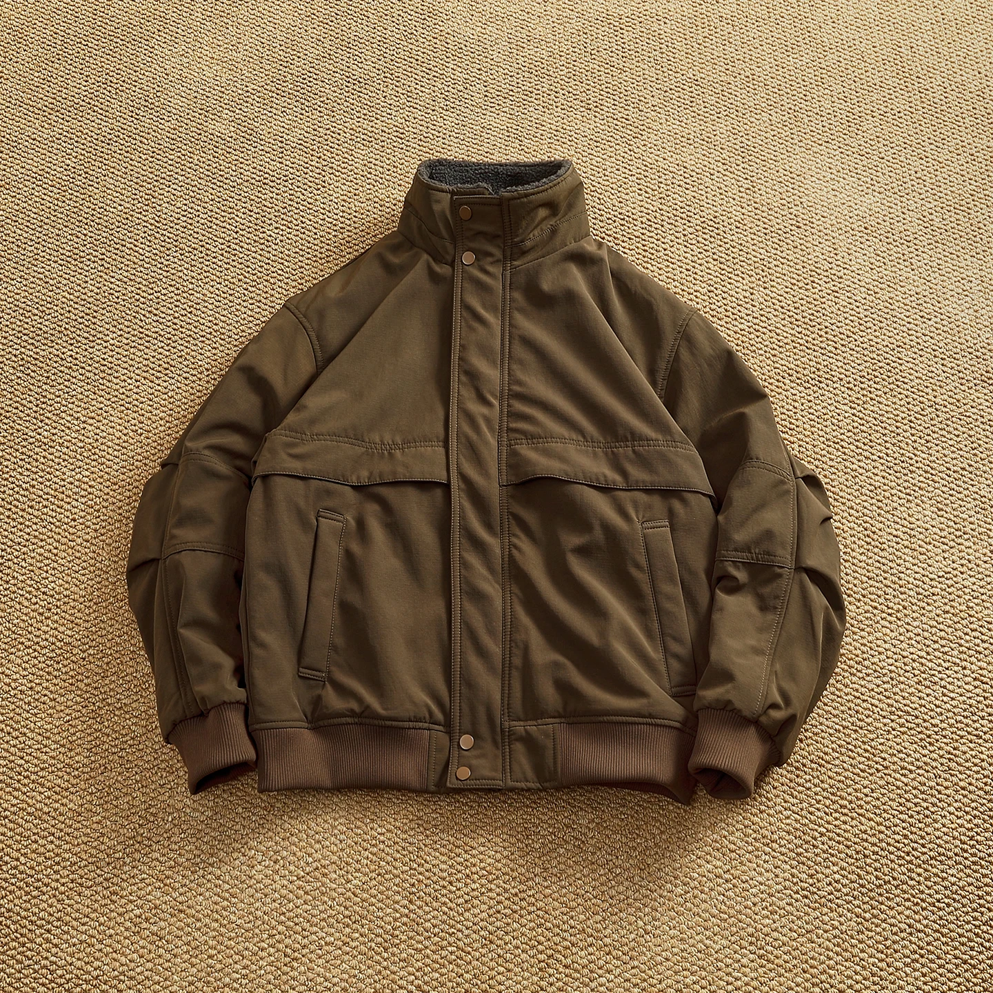 

Men's Winter Fce Lined Thiened Casual Workwear Jaet Stand Collar Lamb Fur Inner Cotton Top Faionable Urban Sle