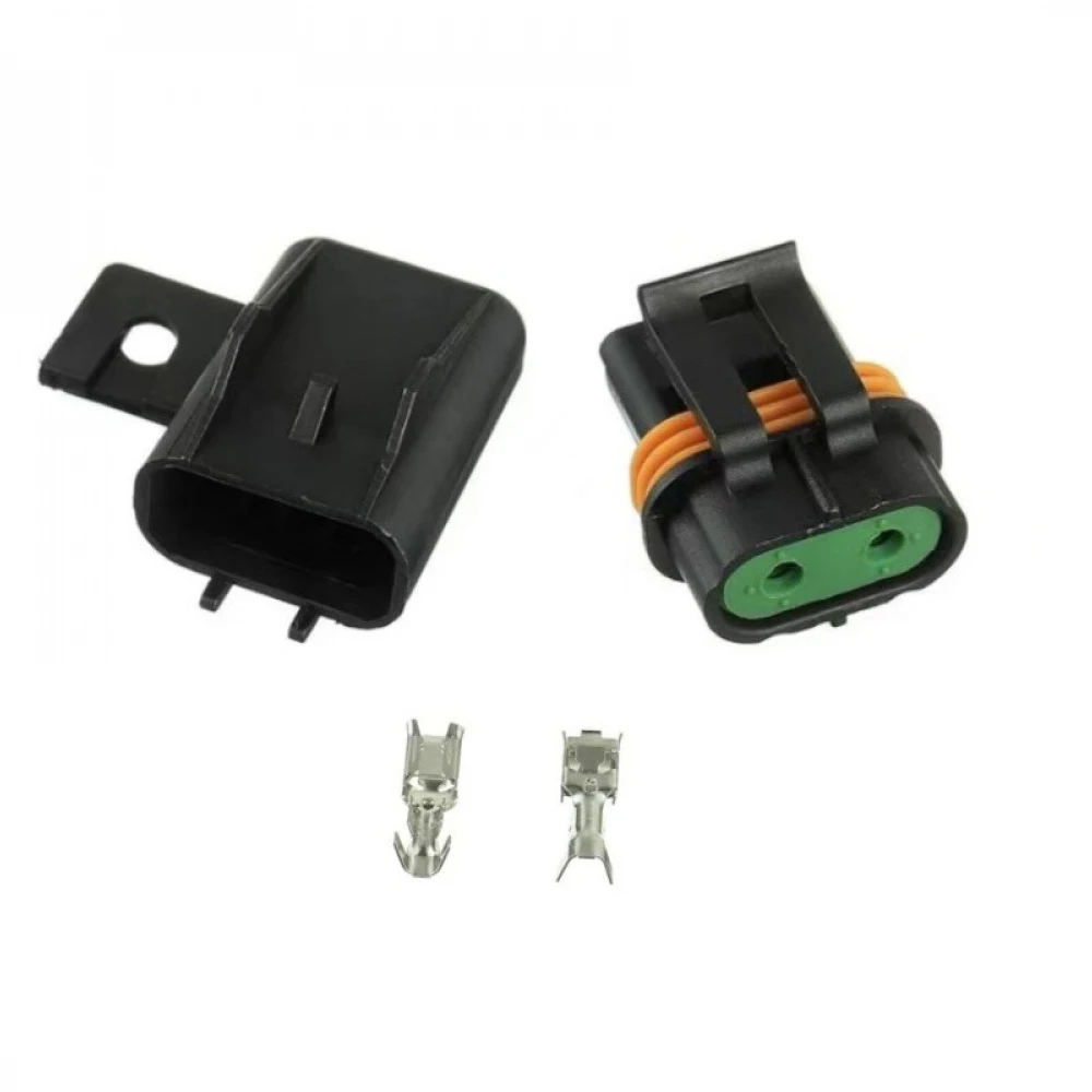 

1/6 Set 2Pin Waterproof Male+Female with 2 Terminal Connector Sealed Electrical Connector for Metri-pack 630 Series Fan Plug