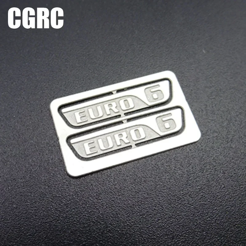 Metal Euro6 Logo Decorate for 1/14 Tamiya RC Truck Trailer Tipper MAN TGX TGA TGS Car DIY Parts