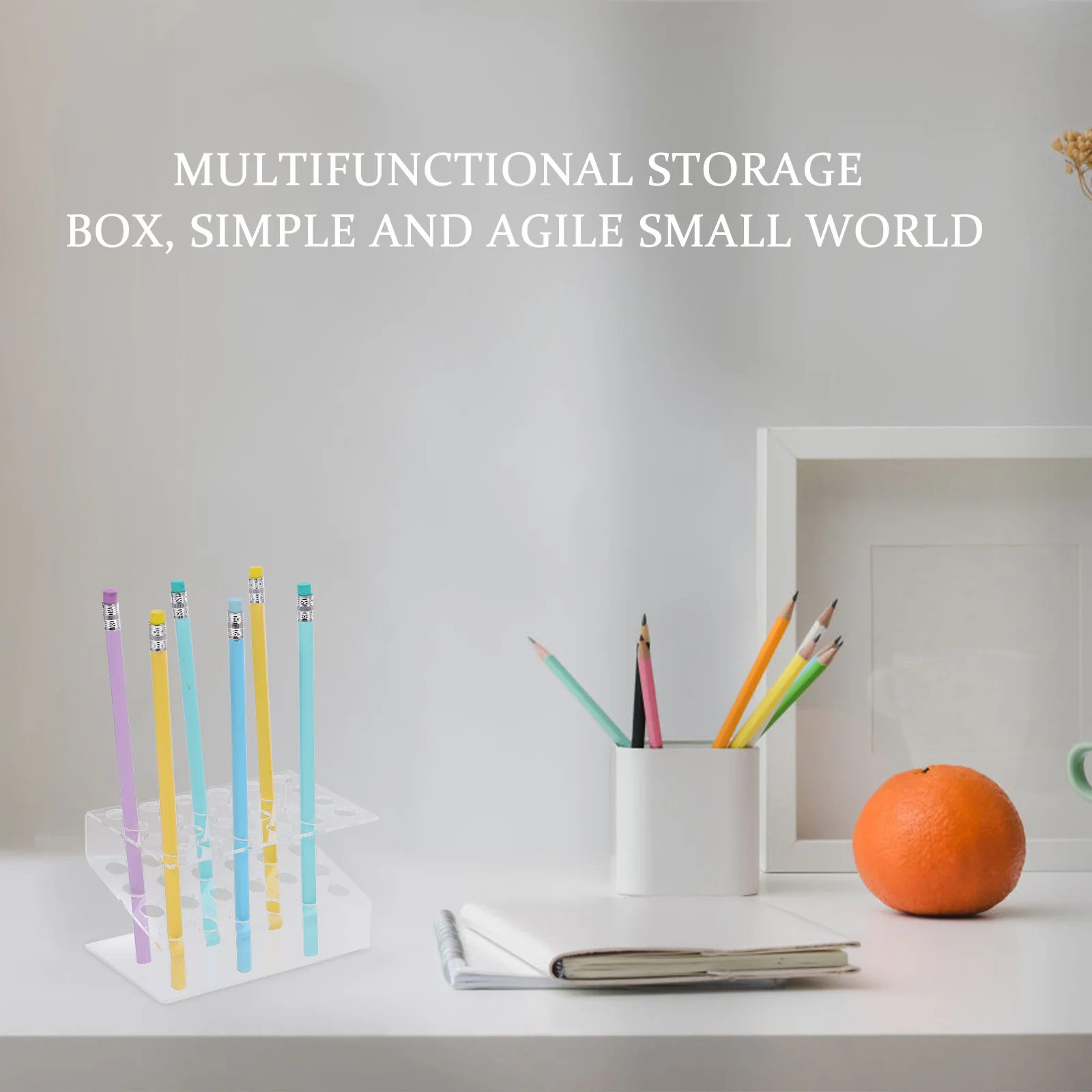 Acrylic Pen Holder Clear Desk Organizer With Compartment Holes For Office Home Stationery Storage Pen Stand Display Rack