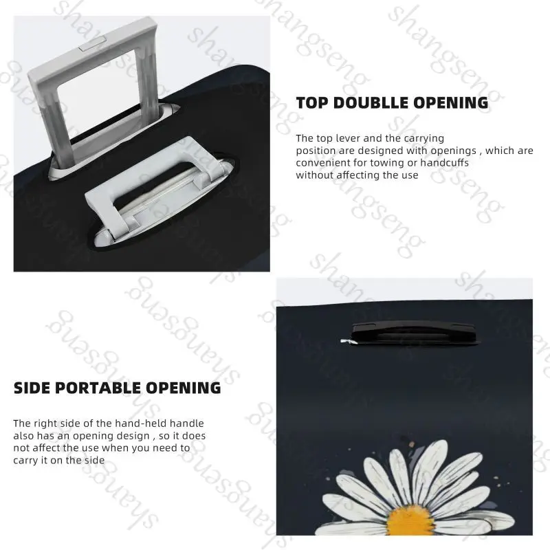 Daisy flowers Chamomile Travel suitcase protective case, suitcase cover elastic protection, washable Luggage cover, 18-32 in