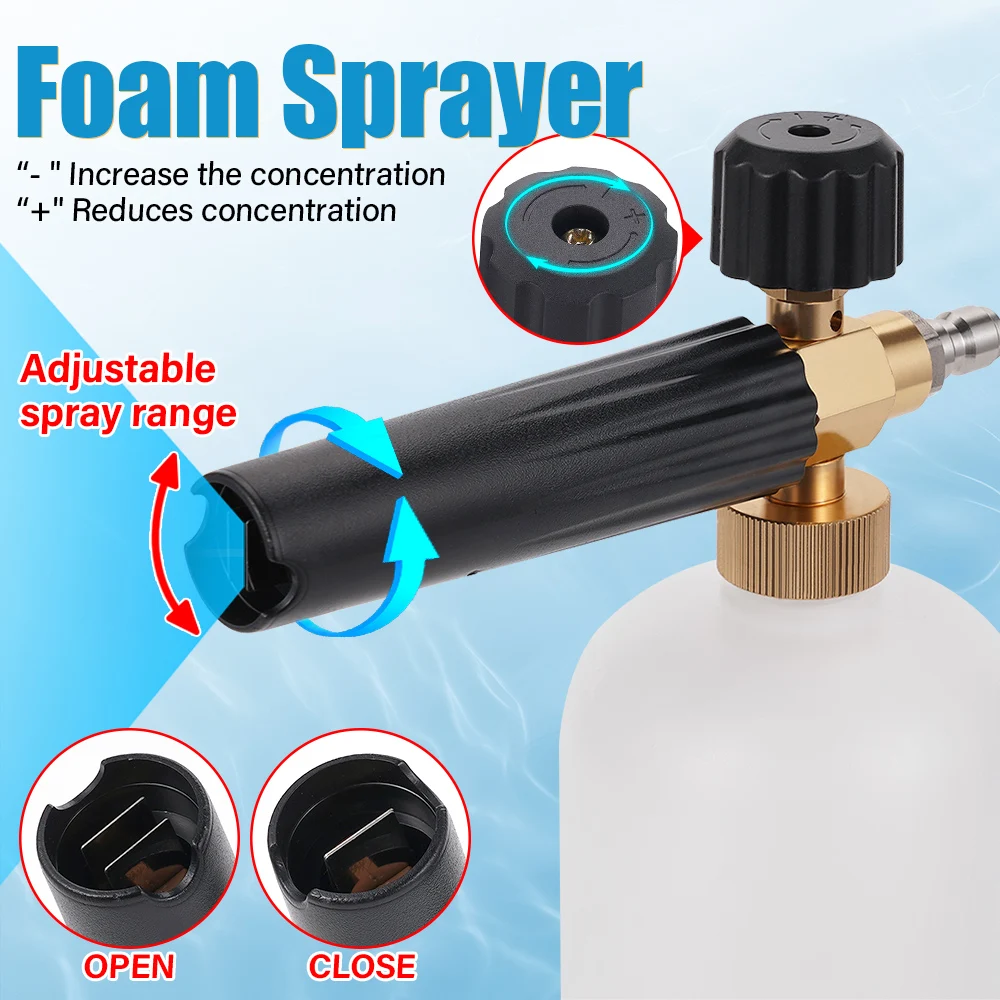 

Car Cleaning Foam Gun 1L 1/4 Quick Connector Adjustable High Pressure Soap Foamer Car Wash Pressure Washers Soap Foam Generator