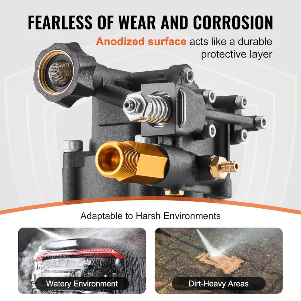 مضخة غسيل الضغط الأفقية، عمود 3/4 بوصة، 3500 رطل لكل بوصة مربعة، 2.5 جرام في الدقيقة مع مجموعة فوهات وأنبوب سيفون