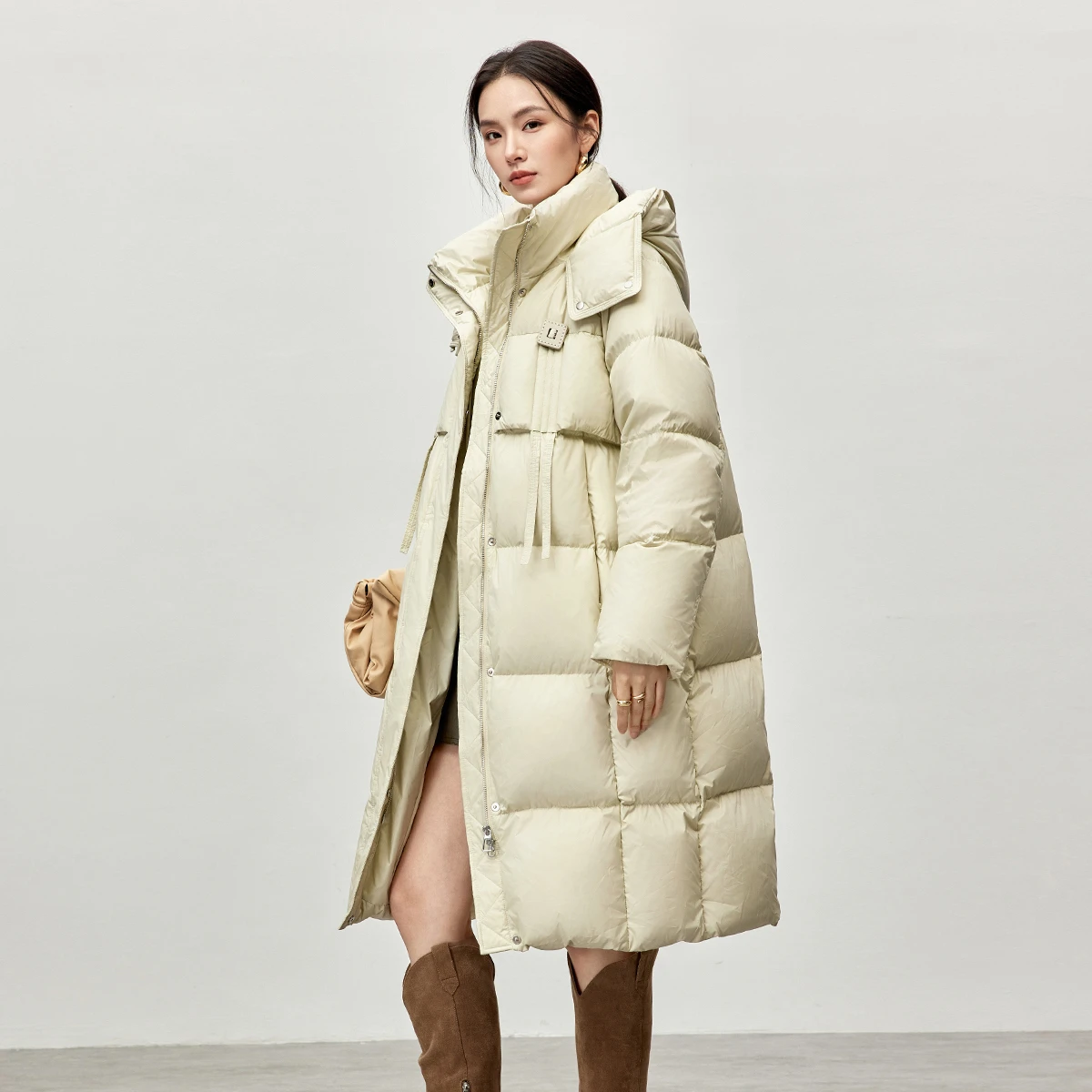 SENTUBILA Casual Warme Donsjack vrouwen Winter Nieuwe Mode Brood Capuchon Lange Warme Down Jassen Vrouwelijke Tops W44Y57033