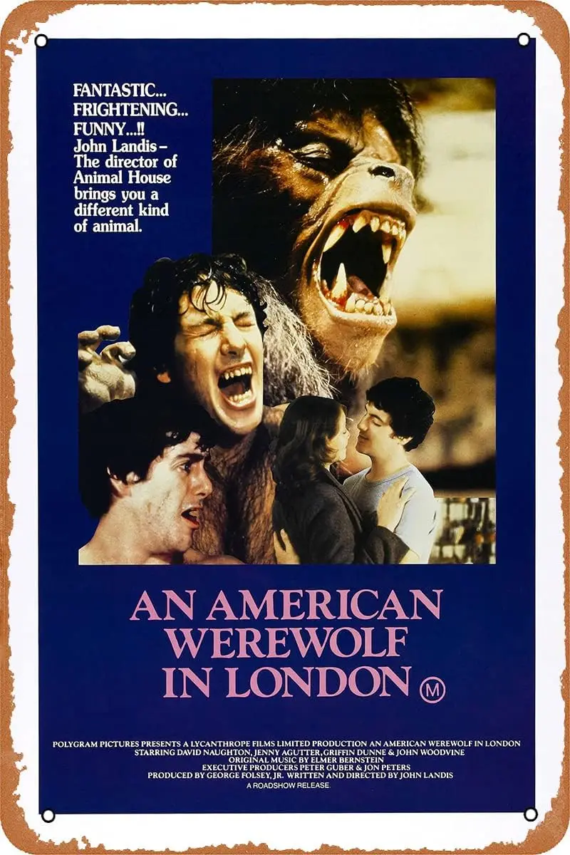 An American Werewolf In London Poster Horror Movie Tin Sign,Retro Style Metal Sign,Home,bar,Garage,Farmhouse Decoration Metal Po