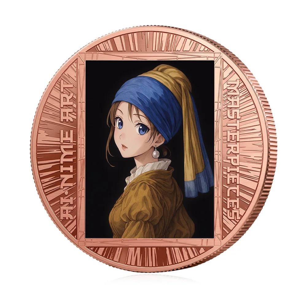 1 Oz .999 Fine Copper Anime Art Masterpiece Coin Colorized Commemorative Medal Famous Painting Collectible Hobby Souvenir Gift