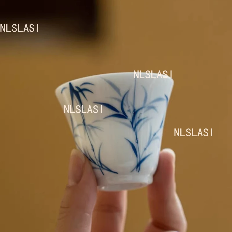 40ml White Porcelain Teacup Hand Drawn Orchid Tea Cup Household Ceramic Master Cup Chinese Drinking Utensils Kungfu Tea Set